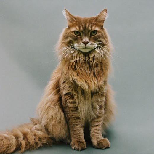 A long-haired cat with a freshly brushed coat